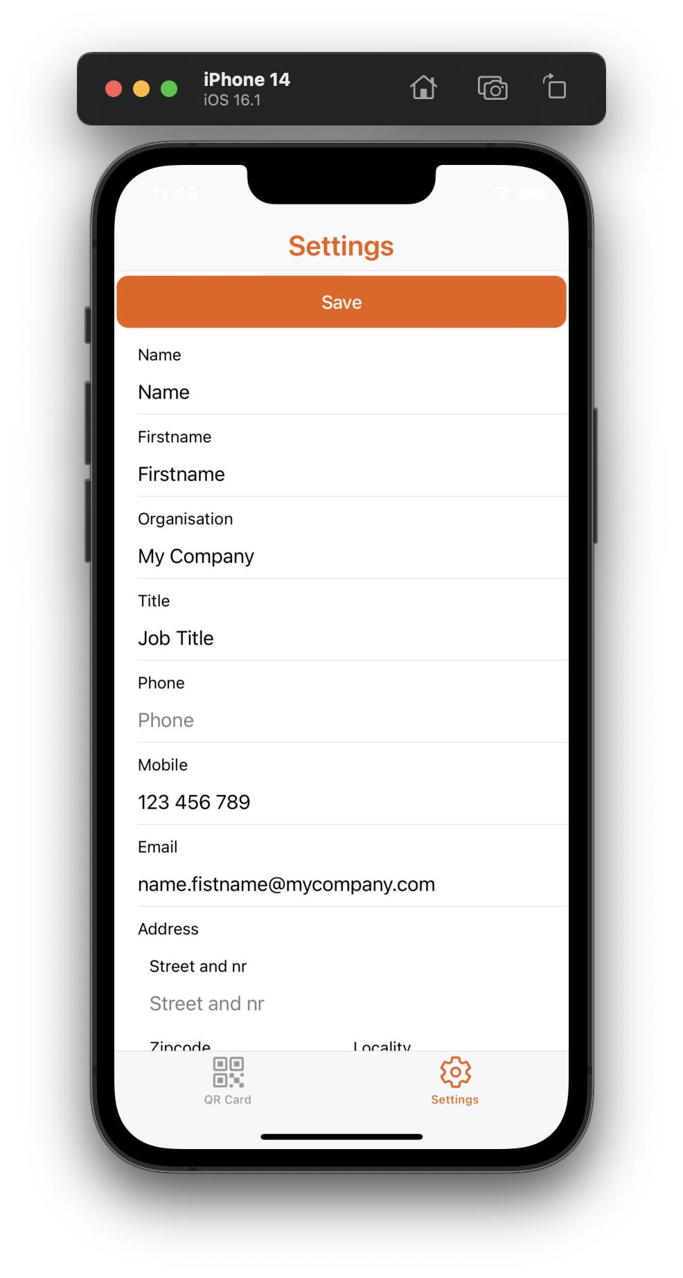 QR Card Settings